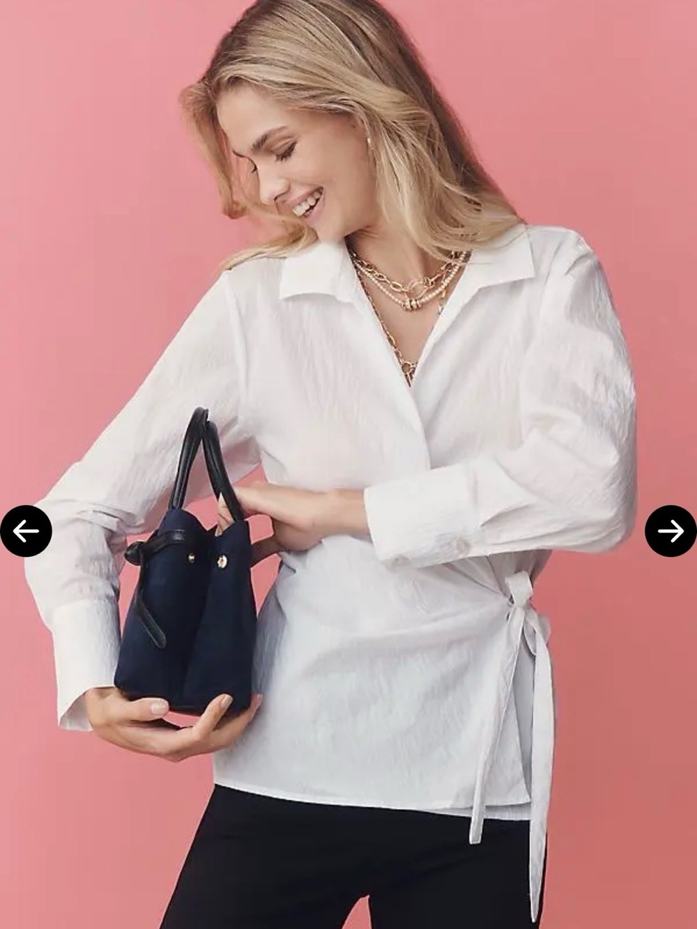 MAEVE Long-Sleeve Tie-Waist Wrap Blouse